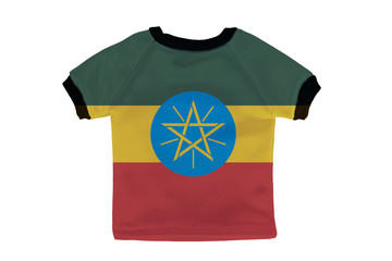 Small shirt with Ethiopia flag isolated on white background