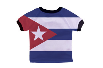 Small shirt with Cuba flag isolated on white background