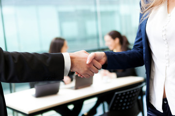 Business handshake at the office