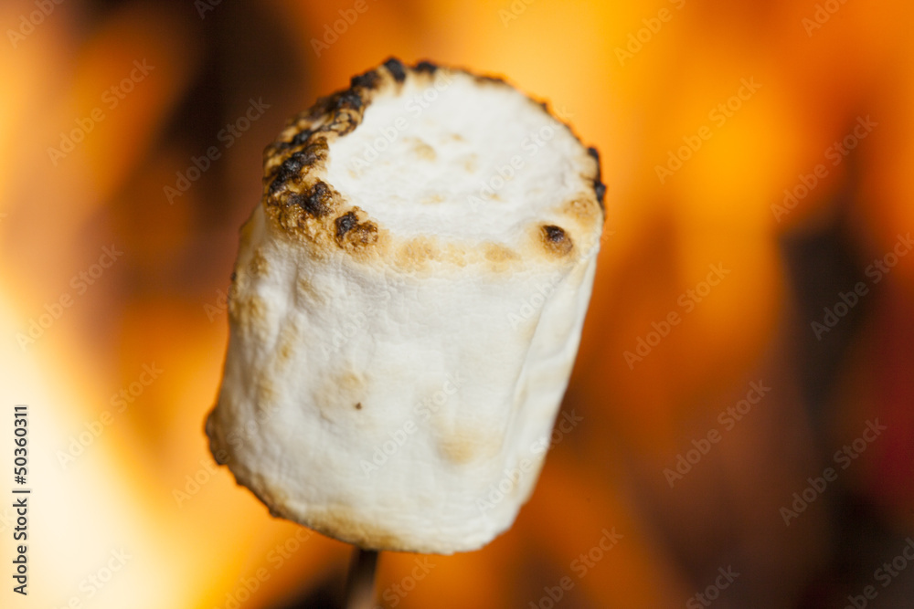 Wall mural delicious white fluffy roasted marshmallows