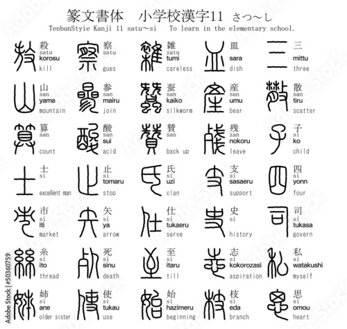 漢字 篆文書体 小学校 11 さつ し Wall Mural Wallpaper Murals Kendou113 漢字 篆文書体 小学校 11 さつ し Wall Mural Wallpaper Murals Kendou113