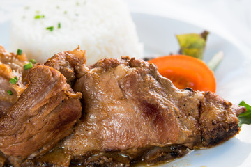 juicy grilled pork leg