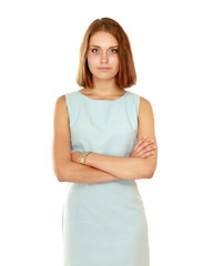 Fototapeta premium A portrait of a smiling young woman standing