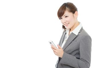 Beautiful asian business woman on white background