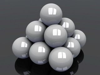 a pyramid of white balls