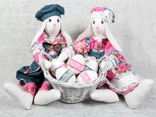 Easter Handmade Bunnies with Decorated Eggs