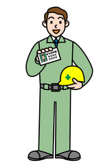 身分証明書を提示する作業員