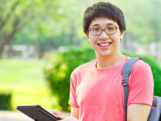 Asian student in the park