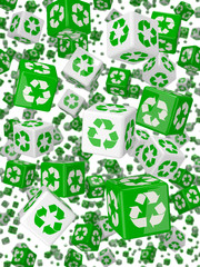 Tumbling green recycle symbols