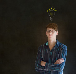 Bright idea lightbulb thinking business man
