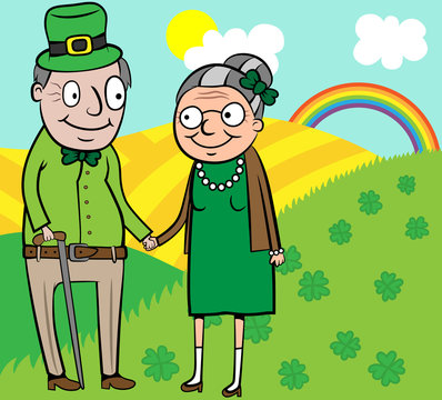 happy old couple on St Patrick day