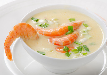Creamy soup with  seafood