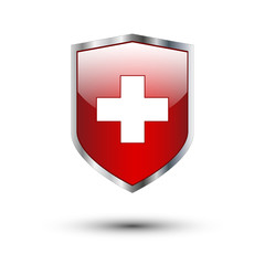 Obraz premium Red cross on silver shield