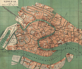 Naklejka premium Venice old map