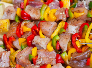 Shish kebab from chicken with pepper, Thailand