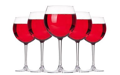 glass of Red wine set isolated