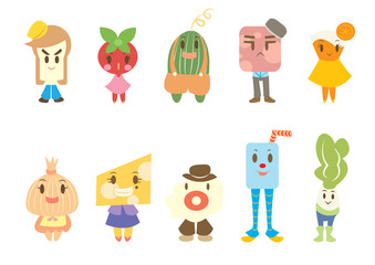 Food Cartoon Character Set