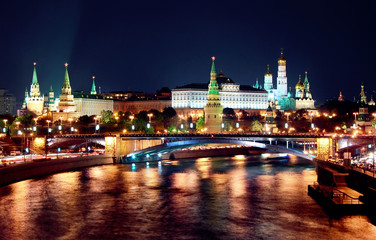 Fototapeta premium Moscow Kremlin night panorama.