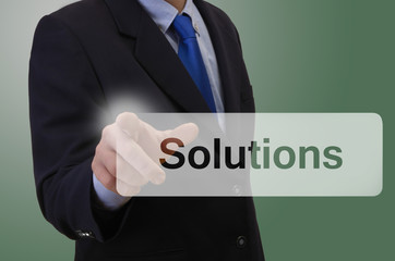 Obraz premium Geschäftsmann berührt touchscreen - Solutions