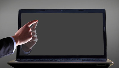 Close-up of male hand with forefinger pointing