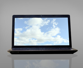 Fototapeta premium Laptop (notebook) with sky desktop wallpapers