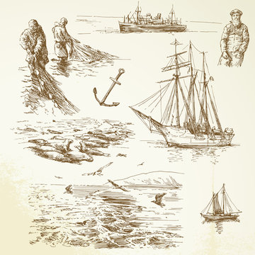 nautical set - hand drawn collection