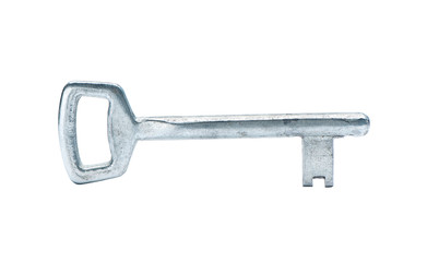 silver key isolated on white background