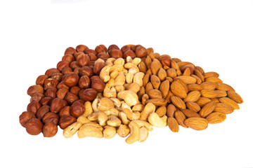 Hazelnuts, cashews, almonds