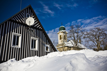 Fototapeta na wymiar village Harrachov in wintertime, Czech Republic