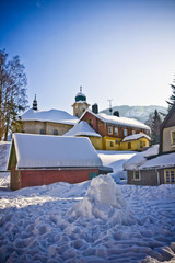 village Harrachov  in wintertime, Czech Republic