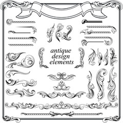 calligraphic design elements, page decoration set