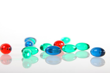 Gel pills on white