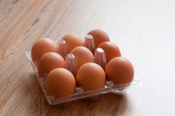 Brown chicken egg packaging