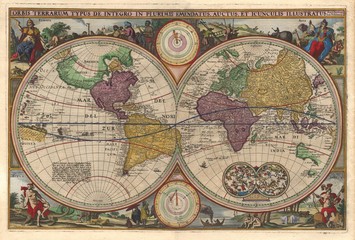 Fototapeta na wymiar Mapa świata w stylu vintage