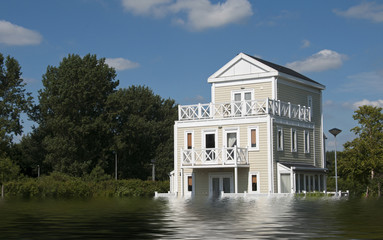 big wooden house in high water