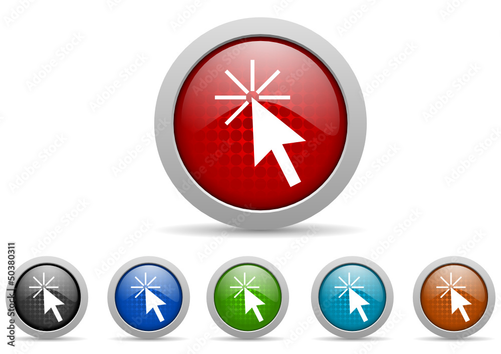 Poster click here vector icon set