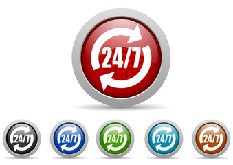 24/7 vector icon set