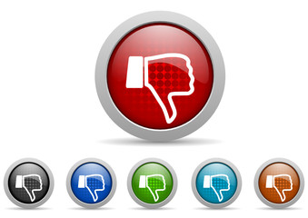 thumb down vector icon set