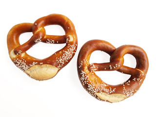 Zwei Brezeln - Gebäck zum bayrischen Frühstück, Oktoberfest, Wiesn in München, Volksfest mit...