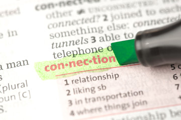 Fototapeta premium Connection definition highlighted in green