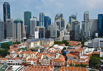 Badezimmer Foto Rückwand Skyline von Singapur © Donatas Dabravolskas