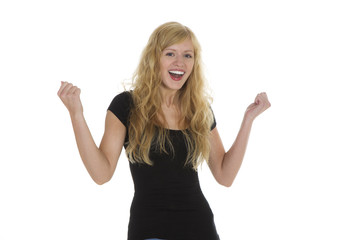 Blonde Frau hat es geschafft