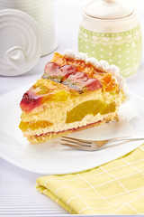 cream chocolate fruit cake sweet food dessert