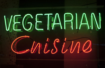 vegetarian cuisine neon sign