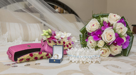 bouquet and wedding accessories