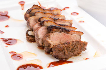 Roasted duck breast with gravy