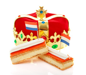 Typical Dutch tompouce sweet with crown