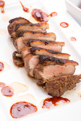 Roasted duck breast with gravy