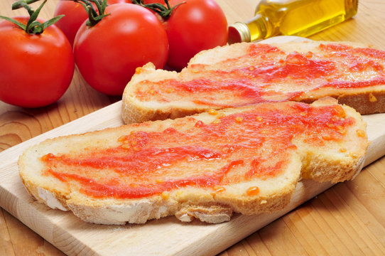 Pa Amb Tomaquet, Bread With Tomato, Typical Of Catalonia, Spain