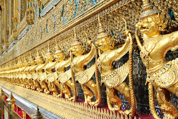 Golden Garuda statue in Wat Phra Kaew Grand Palace of Thailand